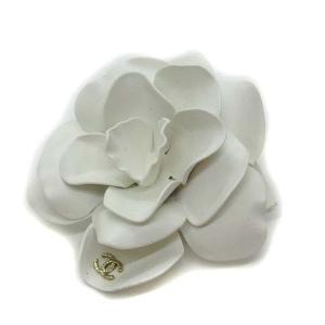 00A ヴィンテージ カメリア ココマーク ピンブローチ コサージュ ホワイト 白