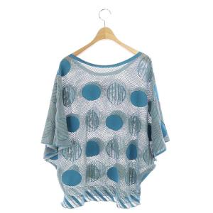 PLEATS PLEASE ISSEY MIYAKE A-POC INSIDE カットソー ドット メッシュ プルオーバー 半袖 3 グレー 水色 ライトブルー