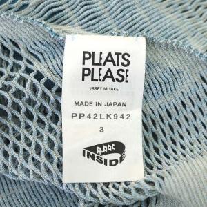 PLEATS PLEASE ISSEY MIYAKE A-POC INSIDE カットソー ドット メッシュ プルオーバー 半袖 3 グレー 水色 ライトブルー