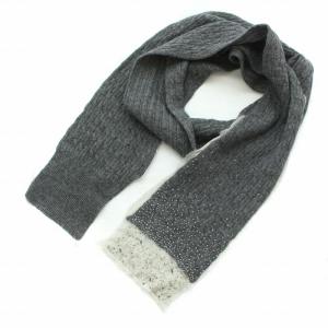 マフラー ウール アルパカ混 切替 ビーズ グレー