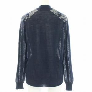 Tao AD2017 18SS カーディガン クルーネック 総柄 花柄 長袖 ネイビー シルバー