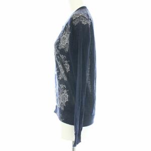 Tao AD2017 18SS カーディガン クルーネック 総柄 花柄 長袖 ネイビー シルバー