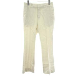 パンツ スラックス フレア 麻 リネン S 34 オフホワイト