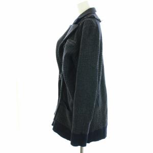 sacai 14AW ドッキングニットジャケット 総柄 ウール ナイロン 日本製 1 S グレー ネイビー 14-02085