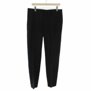 テーパードパンツ スラックス ウール カシミヤ混 48 ブラック