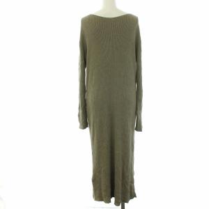 Deuxieme Classe 18SS リブニットワンピース ロング 長袖 タイト コットン シルク F ベージュ