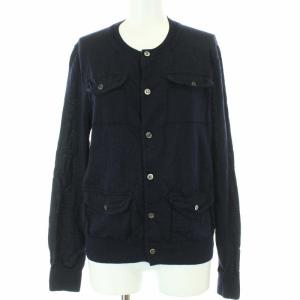 コムコム AD2018 カーディガン ニット 長袖 縮絨ウール ポケット M ネイビー