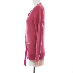 sacai 長袖 ニットカーディガン フェイクレイヤード クルーネック 2 M ピンク