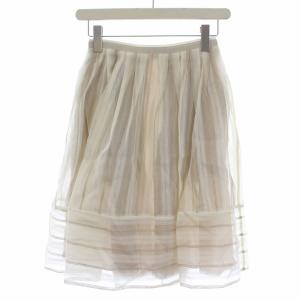 FOXEY 36712 ラセーヌ スカート シルク リネン 38 ベージュ ホワイト 