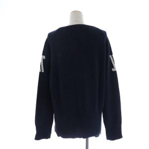 Y's ヨウジヤマモト 80's ヴィンテージ ニット セーター クルーネック プルオーバー 長袖 ウール 3 L 紺 ネイビー 白