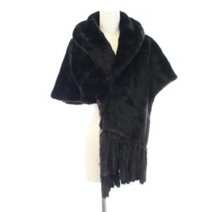 AD2004 アシンメトリー フェイクファー ケープ ポンチョ ジャケット ブラック