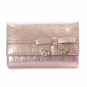 グッチシマ リボン ハート マイクロ シャイニー キーケース 6連 ピンク 322322