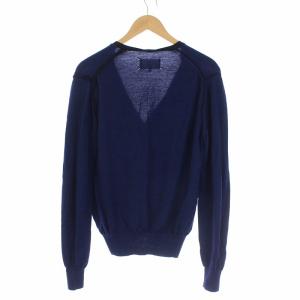 Martin Margiela 10 メゾンマルジェラ 19AW Navy and Black Decortique Cardigan Vネック ニットカーディガン