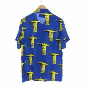 WACKO MARIA 14SS Corcovado Aloha Shirt  コルコバード アロハシャツ 半袖 キリスト像 S 青 黄色 ブルー
