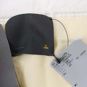 FENDI ラビットファー レース フリル タイトスカート ミニ 40 M ホワイト アイボリー