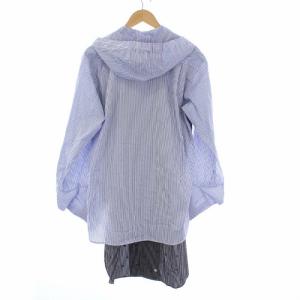 COMME des GARCONS SHIRT 22SS ストライプフーデッドシャツ 切替 M ブルー