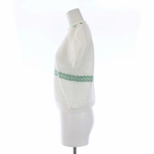 Mame Kurogouchi 20SS Cocoon Layered Knit Tops 半袖 ニット カットソー ショート丈 総柄 シアー 2 M 白