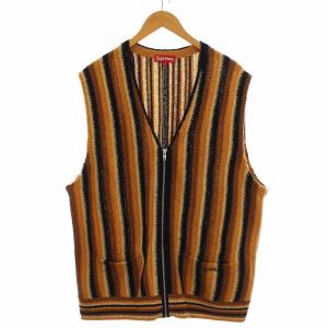 21SS Stripe Sweater Vest ニットベスト Vネック L ブラウン