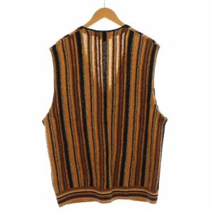 Supreme 21SS Stripe Sweater Vest ニットベスト Vネック L ブラウン