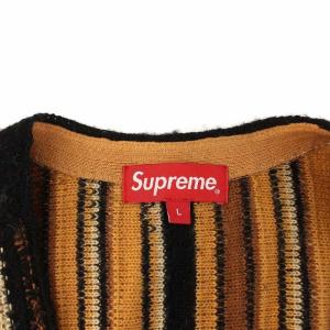 Supreme 21SS Stripe Sweater Vest ニットベスト Vネック L ブラウン