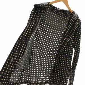 SAINT LAURENT PARIS 2018 スタープリントジャケット ナイロン 42 黒