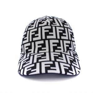 FENDI FXQ768 ACDA ズッカ柄 ベースボールキャップ 黒 白