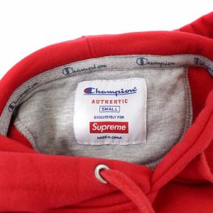 Supreme ×CHAMPION 14SS COLOR BLOCKED PULLOVER HOODIE S レッド