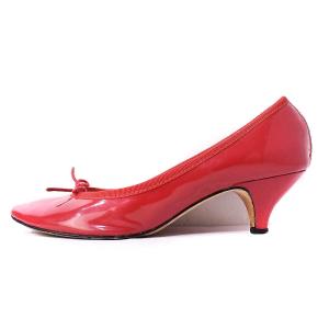 Repetto パンプス ラウンドトゥ ローヒール エナメル リボン 39 赤 レッド OF