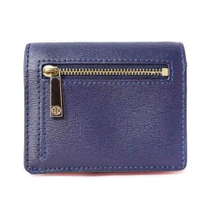 TORY BURCH 二つ折り財布 コンパクト ウォレット ロゴ 紺 ネイビー OF