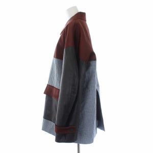 ENFOLD 21AW Synthetic leather スリーブJACKET 中綿 チェック 切替 38 M