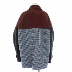 ENFOLD 21AW Synthetic leather スリーブJACKET 中綿 チェック 切替 38 M