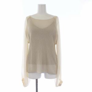 20SS VOLUME SLEEVE SHEER KNIT TOP カットソー キャミソール 2点セット ニット シアー切替