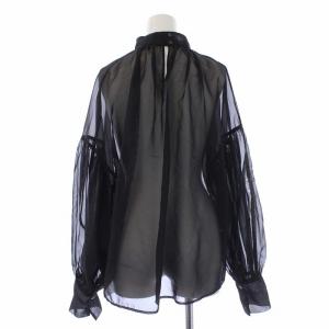CLANE 21SS シアーパフトップス SHEER PUFF TOPS ブラウス シャツ プルオーバー ハイネック 長袖 2 M 黒