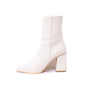 Ameri VINTAGE スクエアトゥ ショートブーツ レザー ハイヒール L アイボリー