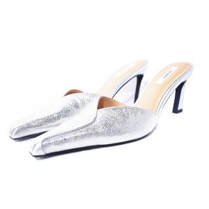 LITTLE SQUARE TOE MULE リトル スクエアトゥ ミュール サンダル L 銀 シルバー OF
