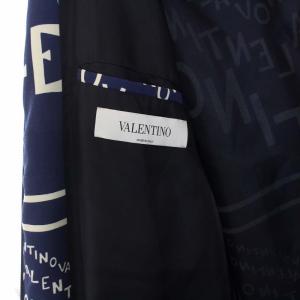 VALENTINO ロールオーバーロゴ ジップアップブルゾン スタンドカラー シェブロン 総柄  S ネイビー
