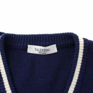 VALENTINO logo chevron jumper シェブロン ニット カシミヤ混 S 紺