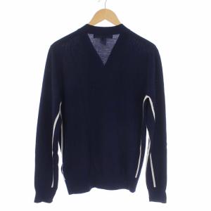 COMME des GARCONS SHIRT W25600 ニットカーディガン 長袖 Vネック サイドライン ウール M ネイビー