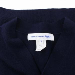 COMME des GARCONS SHIRT W25600 ニットカーディガン 長袖 Vネック サイドライン ウール M ネイビー