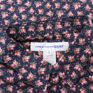 COMME des GARCONS SHIRT 20AW 小花柄 長袖シャツ コットン M 紺 ネイビー ピンク W28088