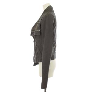 Rick Owens ハイネックラムレザーライダースジャケット 革ジャン 総裏地 ショート丈 40 M グレー