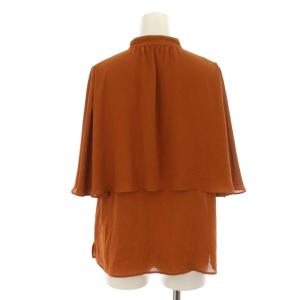 Lois CRAYON シャツ ブラウス バンドカラー バタフライスリーブ シフォン 半袖 M ブラウン