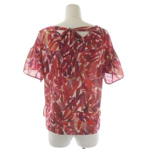 BLUE LABEL CRESTBRIDGE ブラウス シャツ 半袖 フレアスリーブ バックリボン 総柄 ロゴプレート 38 マルチカラー