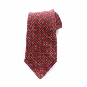 ネクタイ 総柄 絹 シルク100％ 赤 茶 レッド ブラウン