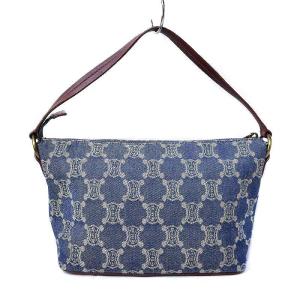 CELINE ヴィンテージ マカダム柄 デニムショルダーバッグ ブルー