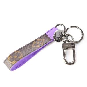 ドラゴンヌ・スリム キーホルダー LVイニシャル モノグラム 茶 紫