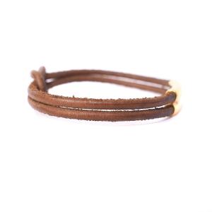 HERMES レザーブレスレット ゴールド金具 アクセサリー 茶 ブラウン