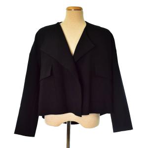 20SS ダブルクロス BIG PKT ショートジャケット ノーカラー 38 ブラック