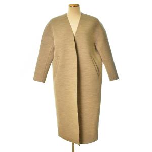 300BA230-0540 18AW ウールボンディングロングコート ノーカラー 36 ベージュ 
