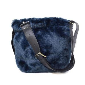 CAOS カオス フェイクファー ショルダーバッグ バケットバッグ 紺 ネイビー